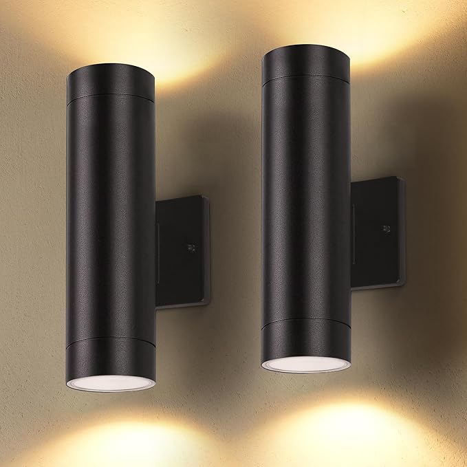 LUTEC Dusk to Dawn Outdoor Wall Lights, 16W Integrated LED Cylinder Up-Down by LUTEC