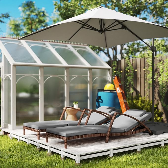Outsunny Wicker Chaise Lounge Chair Outdoor Set of 2, 5-Position Adjustable - Image 9