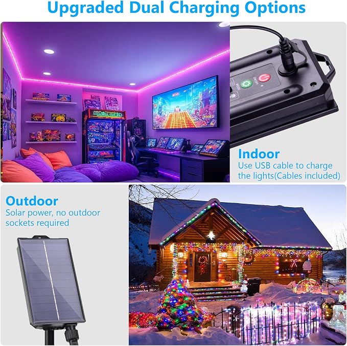 33FT Solar Rope Lights Outdoor Waterproof, 18 Colors Changing Trampoline Light - Image 7