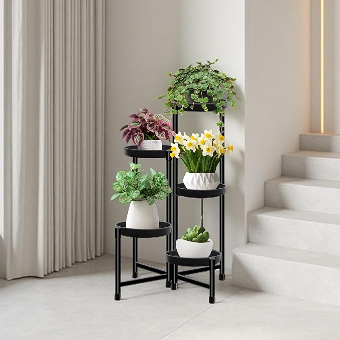 CASIMR Plant Stand Indoor Outdoor, Tall Black Metal Rustproof Stable Plant - Image 2