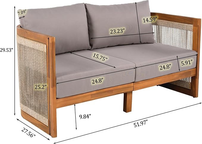 Christopher Knight Home Nesbit 4 Pieces Conversation Set, Acacia Wood Chat Set - Image 8