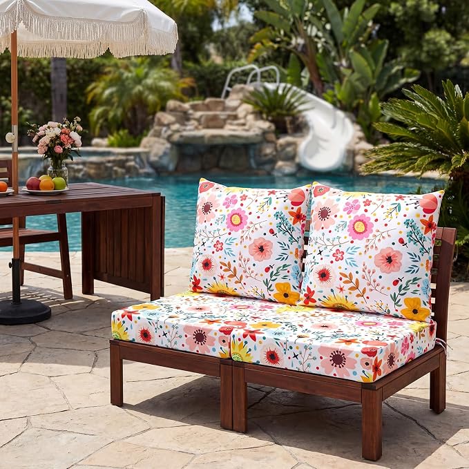 Hoteam 4 Set Outdoor Chair Patio Cushions 20 x 20 Inch Deep Seat Waterproof - Image 7