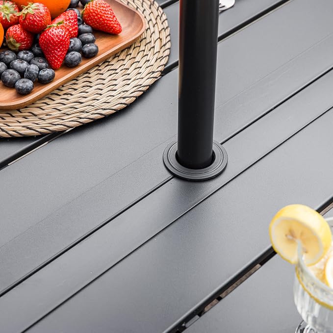 Sour Citrus Rectangular Outdoor Metal Patio Dining Table - Image 6