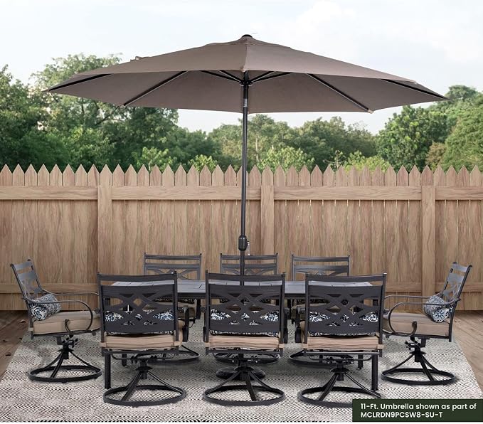 Hanover Montclair 11' Market Outdoor Umbrella, All-Weather, Crank Lever - Image 2