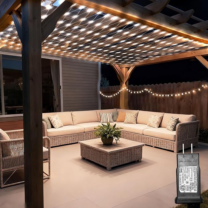 Lovelite 13ft x 13ft Net Lights Outdoor, 400LED Large Gazebo Lights 8 Modes by Lovelite