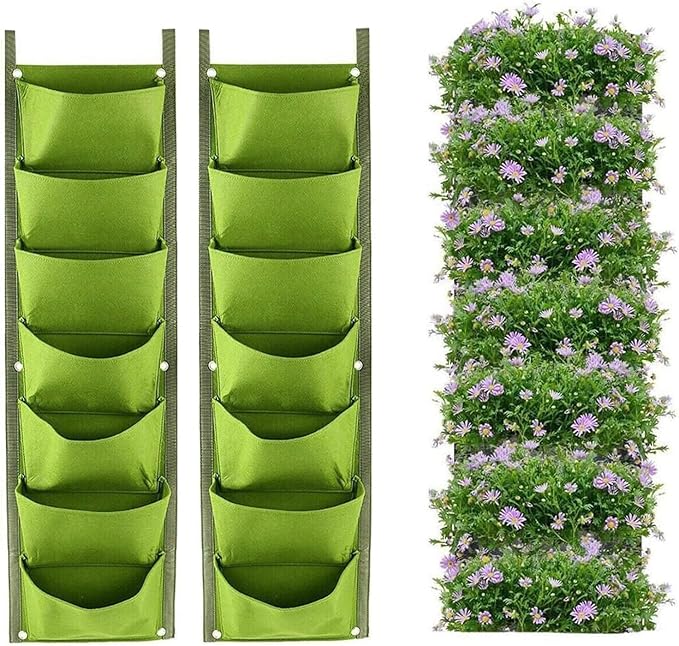 LITLANDSTAR Hanging Planter Bags, 2 Pack 7 Pocket Hanging Vertical Wall Planter by LITLANDSTAR