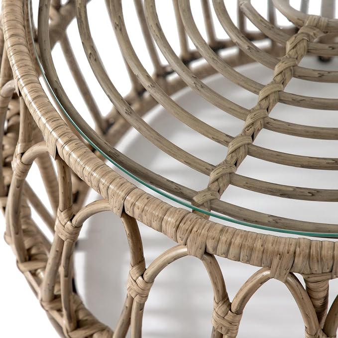 Furniture of America Ysar Boho Rattan Round Coffee Table Outdoor - Image 12