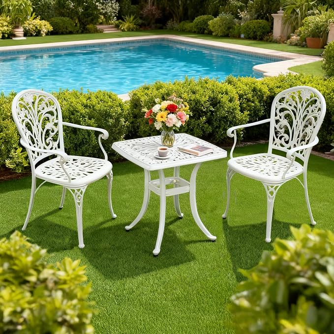 VINGLI 21” Cast Aluminum Outdoor Side Table - Image 2