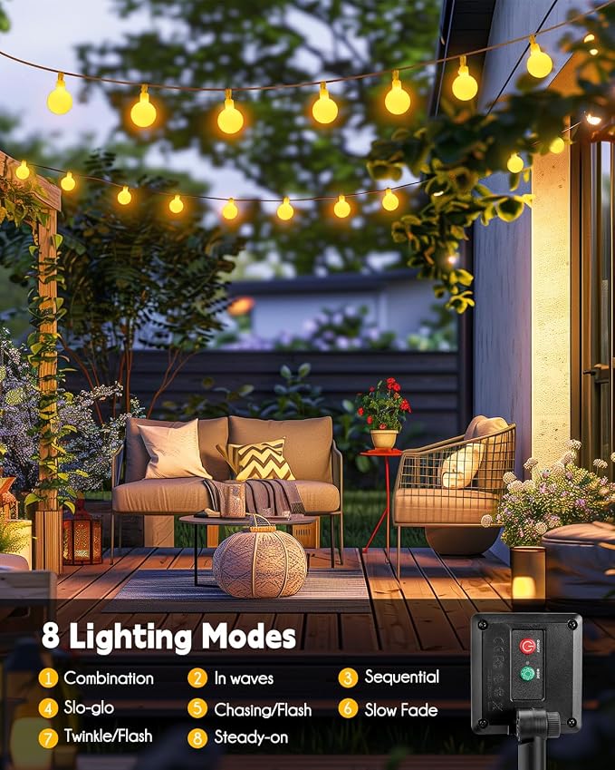 Brightown Solar String Lights Outdoor Waterproof, 19.6Ft 60 LED Globe Solar - Image 7