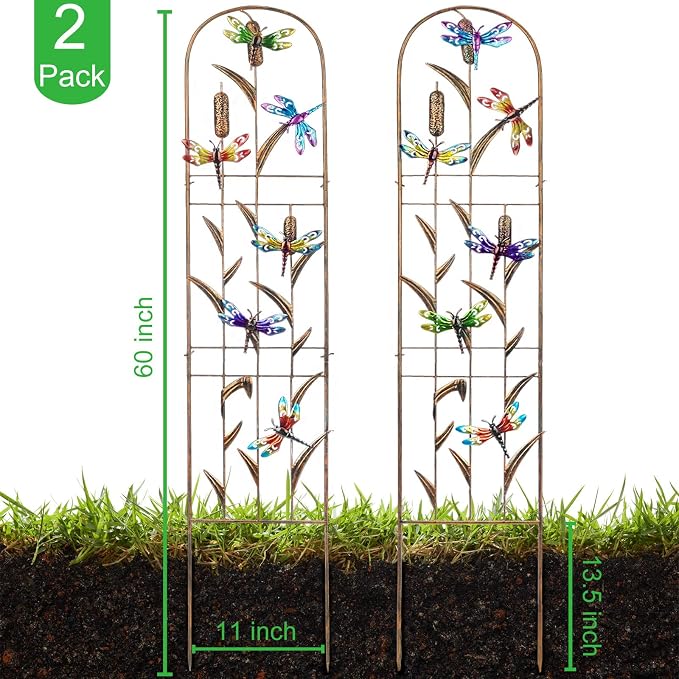 SUNNYPARK Set of 2 Dragonfly Metal Garden Trellis - Image 2