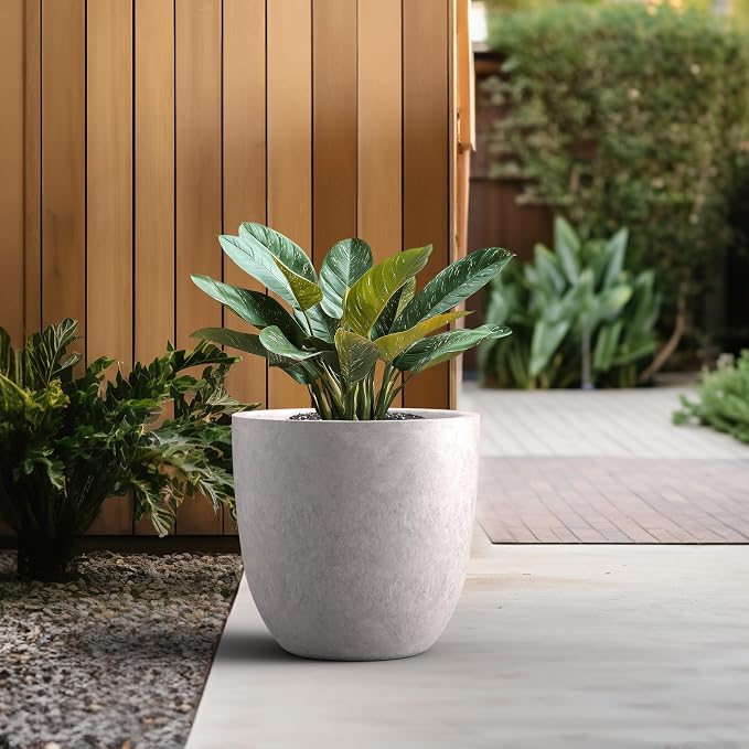 Kante 18 Inch Dia Round Concrete Planter, Indoor Outdoor Large Plant Pot - Image 5