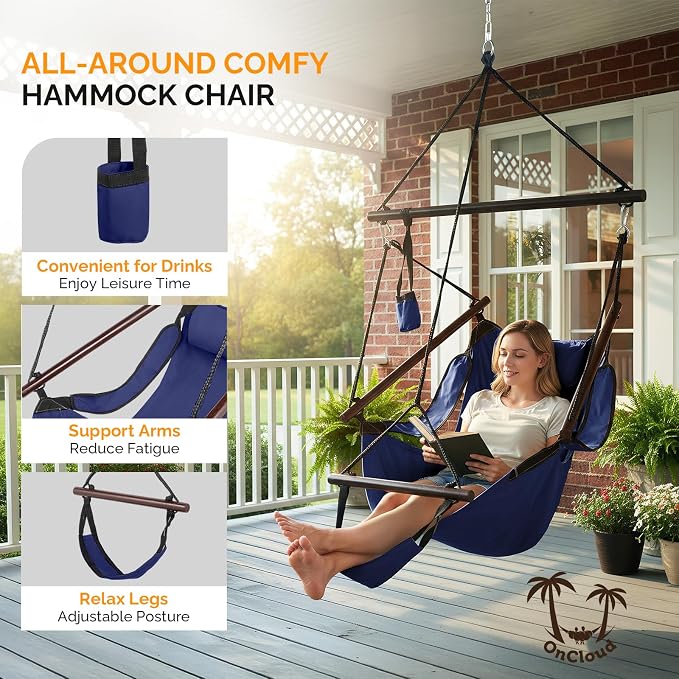 ONCLOUD Sky Chair, Deluxe Hanging Hammock Air Chair Swing Seat - Image 2