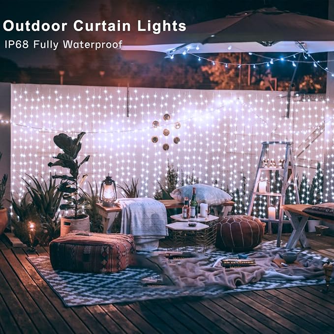 ZAIYW Dual Color Curtain Lights 20ftx10ft 600 LED Christmas Curtain Lights - Image 5