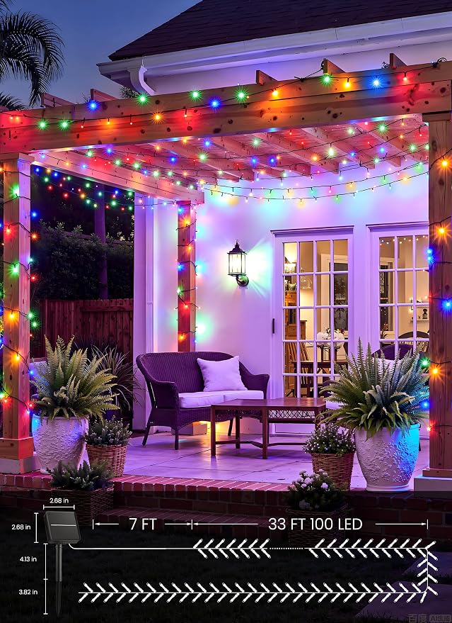Brightown Solar String Lights Outdoor, 2 Pack Total 80FT 200 LED Solar Powered - Image 5