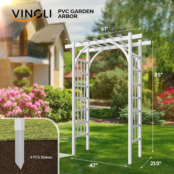 VINGLI Garden Arbor, PVC Wedding Arch - Image 6