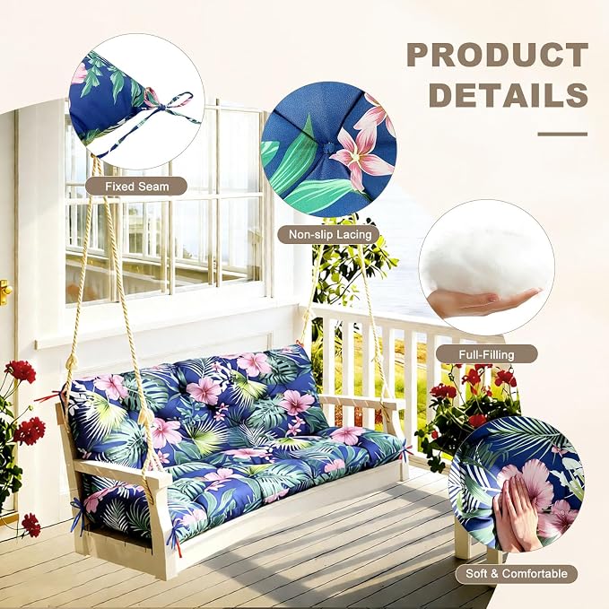 Porch Swing Cushion with Backrest, Waterproof Bench Cushion - Image 5