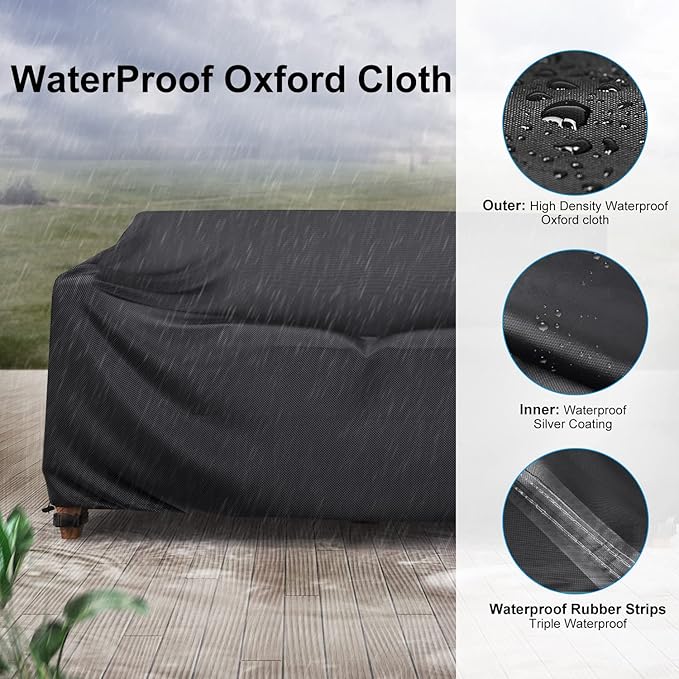 Heavy Duty Patio Sofa Cover Waterproof, Mrrihand 2-Seater Outdoor Sofa Loveseat - Image 5