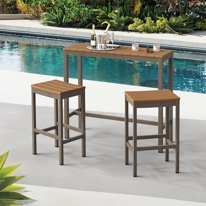 Outdoor Bar Stools Set of 2, 26 Inch All Weather HDPS Patio Counter Height - Image 2