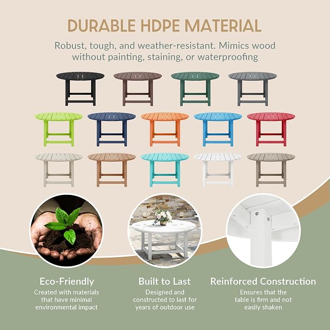WestinTrends Malibu Low Outdoor HDPE Round Patio Coffee Table - Image 6