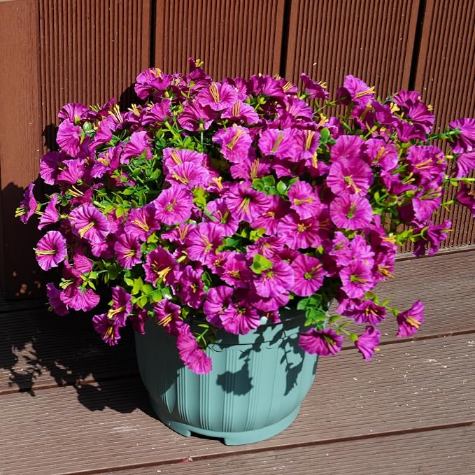 Artificial Flowers for Outdoors, UV Resistant Fake Silk Morning Glory, - Image 6