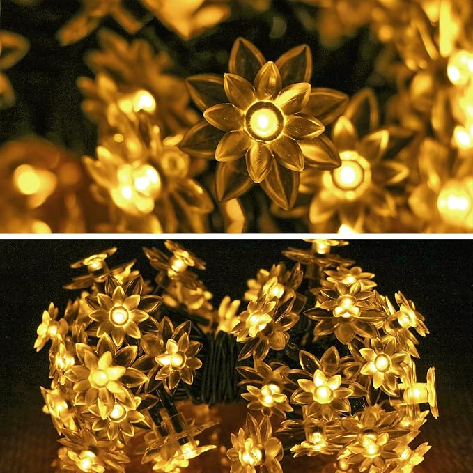 ITICdecor Solar Flower String Lights Outdoor Waterproof 50 LED Upgraded Flower - Image 7