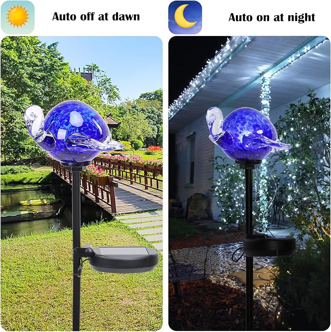 Afirst Decorative Solar Lights Outdoor Solar Turtle Stake Lights Hand Blown - Image 4