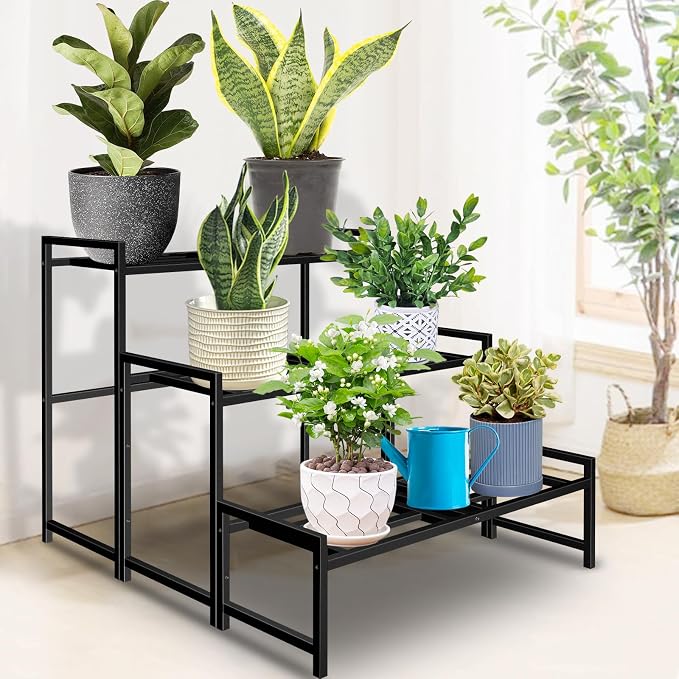 Plant Stand Indoor Outdoor, 3-Tier Wrought Iron Plant Stands, Stackable Metal - Image 3