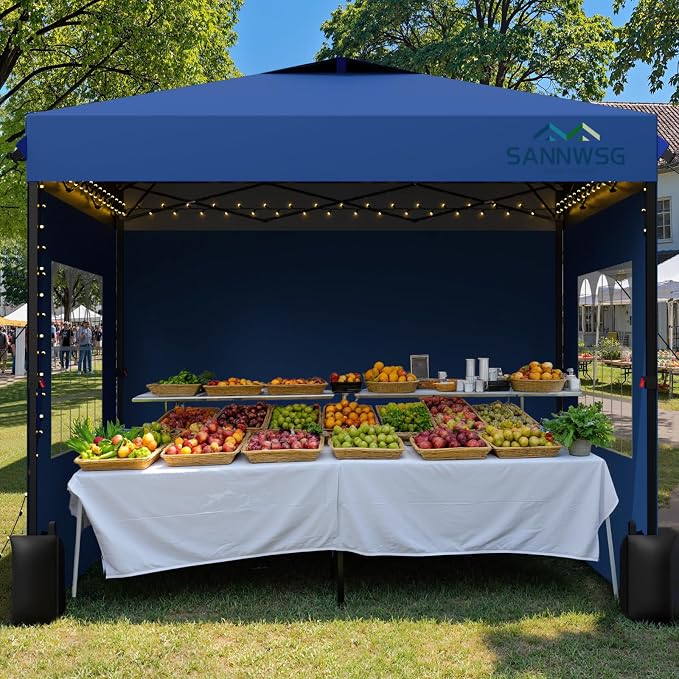 8X8 Pop Up Canopy Tent with 3 Sidewalls, Easy Up Canopy, Commercial Instant by Sannwsg