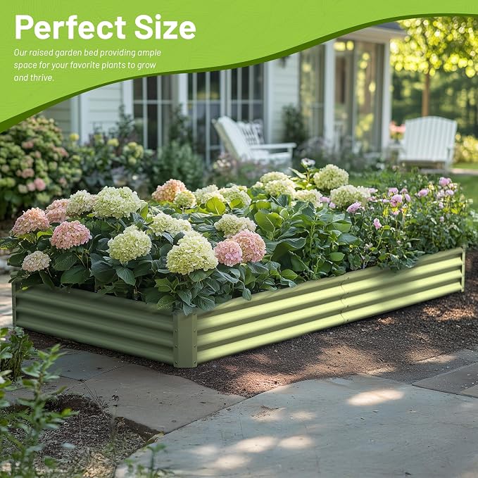 2PCS 8x4x1FT Galvanized Raised Garden Bed, Galvanized Planter Raised Garden - Image 5
