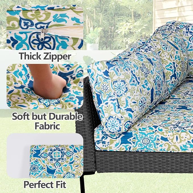 14Pcs Outdoor Cushion Covers Replacement Washable Waterproof UV w/Zipper - Image 3
