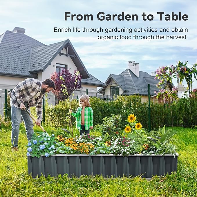 KING BIRD Raised Garden Bed 68"x 36"x 12" Galvanized Steel Metal Outdoor Garden - Image 8