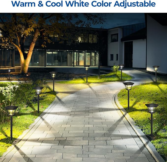 CINOTON 8 Pack RGBCW Solar Pathway Outdoor Lights, 3 Lighting Modes Solar LED - Image 4