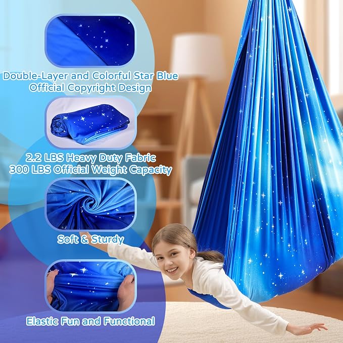 Sensory Swing for Kids and Adults Indoor & Outdoor Double Layer Therapy Cuddle - Image 2