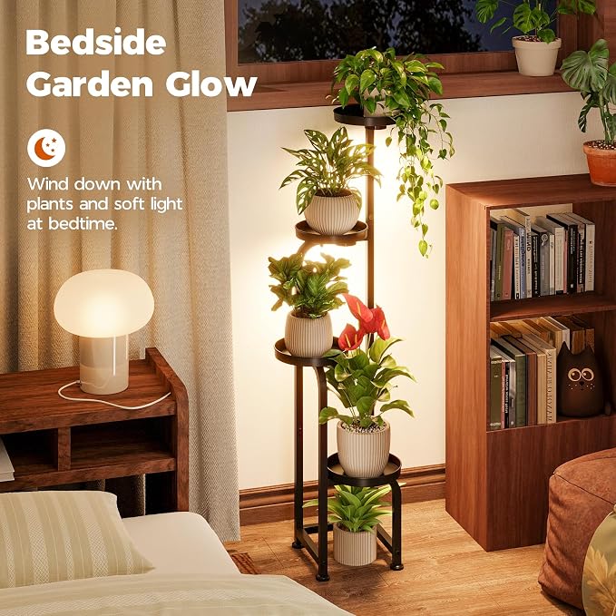 Bamworld Plant Stand with Grow Light, Corner Metal Flower Pot Stands - Image 6