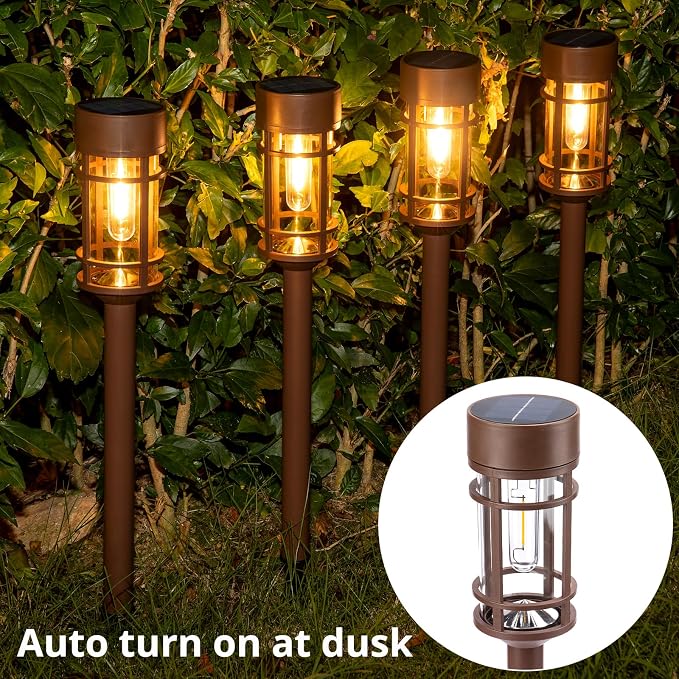 Solar Pathway Lights Outdoor Solar Lights 8 Pack Metal & Glass Design - Image 2