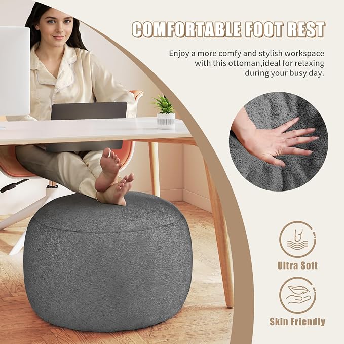 Round Pouf Ottoman Foot Rest, 29 X 18Inch Floor Poufs Footstool, A Round Modern - Image 6