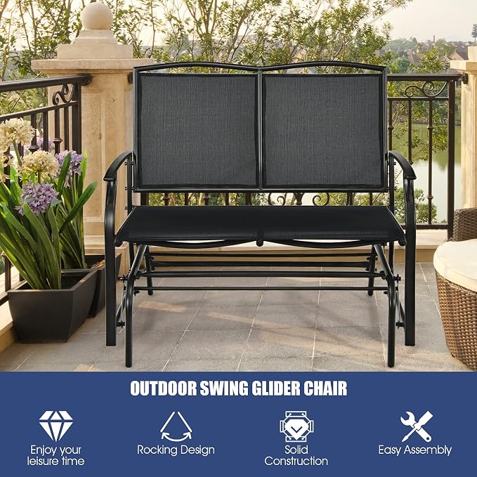 Giantex Patio Glider Benches for Outside, Swing Glider Chair - Image 4