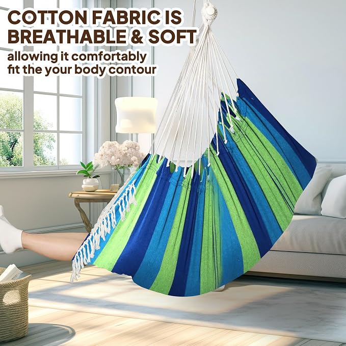 Chihee Hammock Chair 4.9ft x 3.9ft Max 500 Lbs Widen Hanging Swing 2 Cushions - Image 2