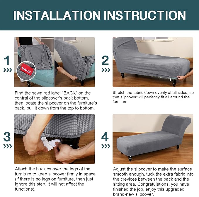 FantasDecor Chaise Lounge Cover Stretch Armless Chair Slipcover - Image 7