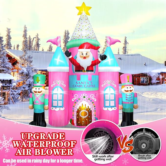 Kalolary 10FT Christmas Inflatables Outdoor Decorations, Candy Castle Inflatable - Image 4