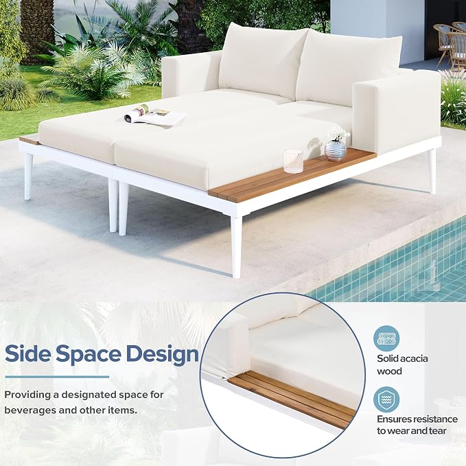 LUMISOL Outdoor Patio Daybed Metal Daybed - Image 6