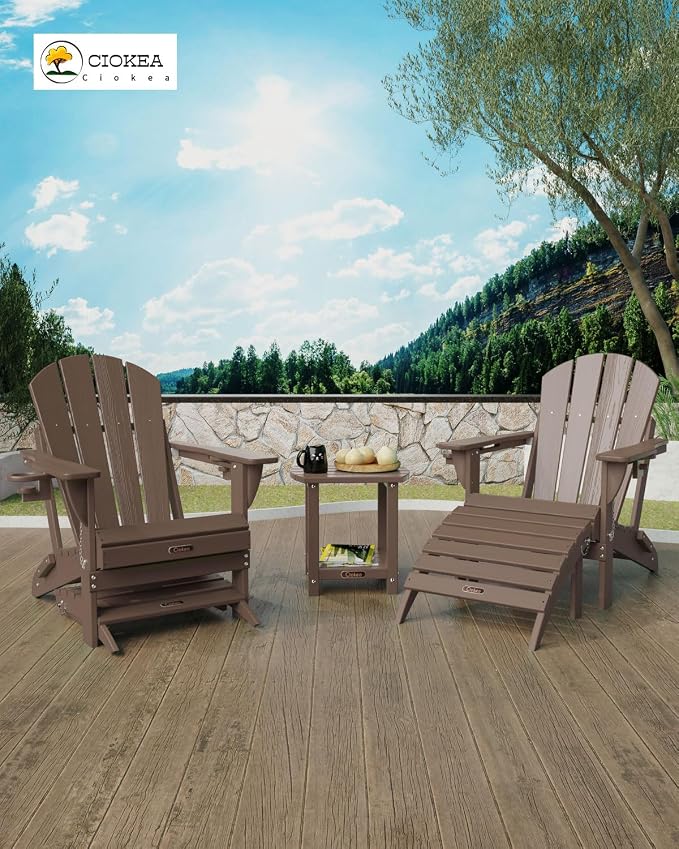 Ciokea Adirondack Outdoor Side Table, 2-Tier Sturdy Patio End Table Weather - Image 2