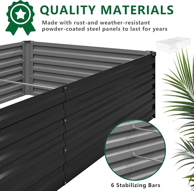 8x4x1.5FT Galvanized Raised Garden Bed, Vegetable Boxes-Rectangle Metal Flower - Image 4