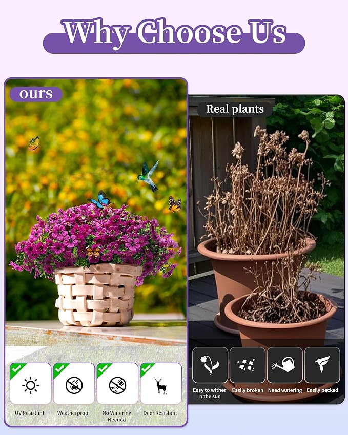 Artificial Flowers for Outdoors Faux Outside Plants Spring Summer Decorations - Image 4