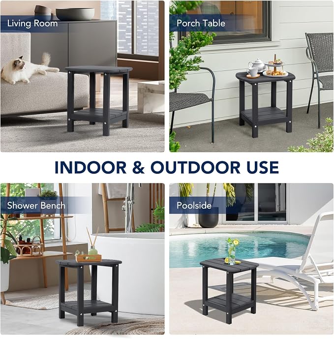 nalone Adirondack Side Table 16.5" Outdoor Side Table HDPE Plastic Double - Image 7