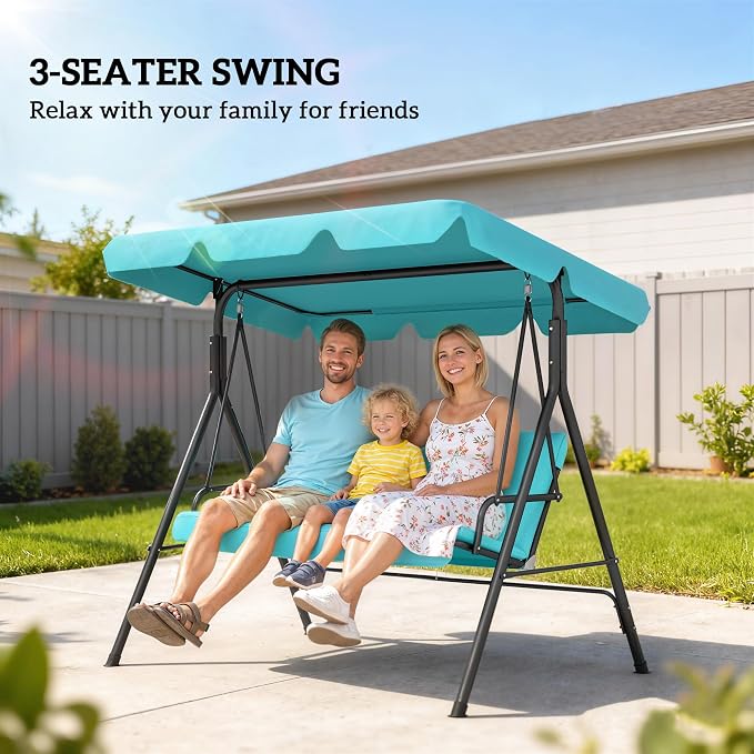 Outsunny 3-Seat Outdoor Patio Swing Chair - Image 5