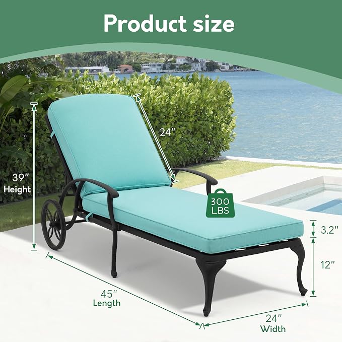 Chaise Lounge Chair Outdoor- Set of 2 Patio Pool Chairs Tanning Lounges - Image 2