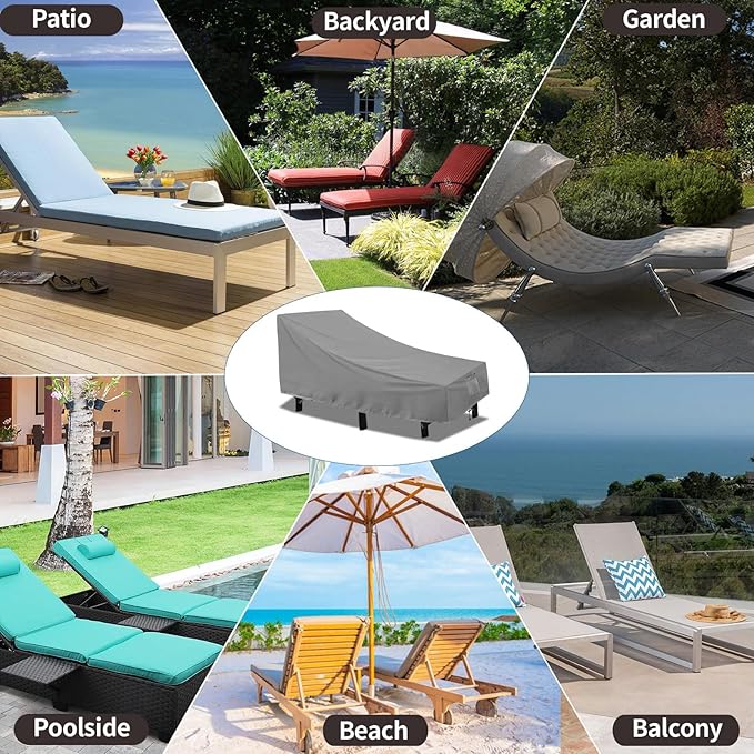 PureFit Outdoor Chaise Lounge Cover, Lounge Chair Covers Waterproof Patio - Image 6