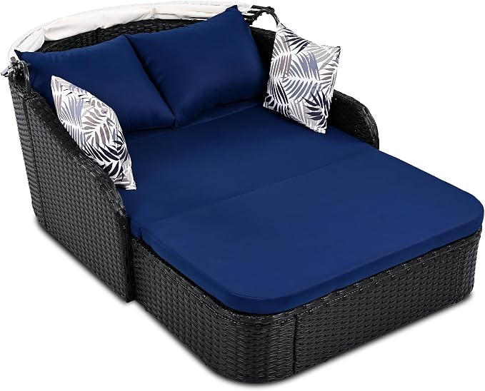 Merax Outdoor Patio Rattan Daybed Sunbed - Image 4