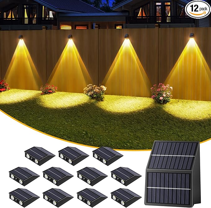 High Brightness Solar Fence Lights Outdoor, Larger Size Solar Lights by Unknown